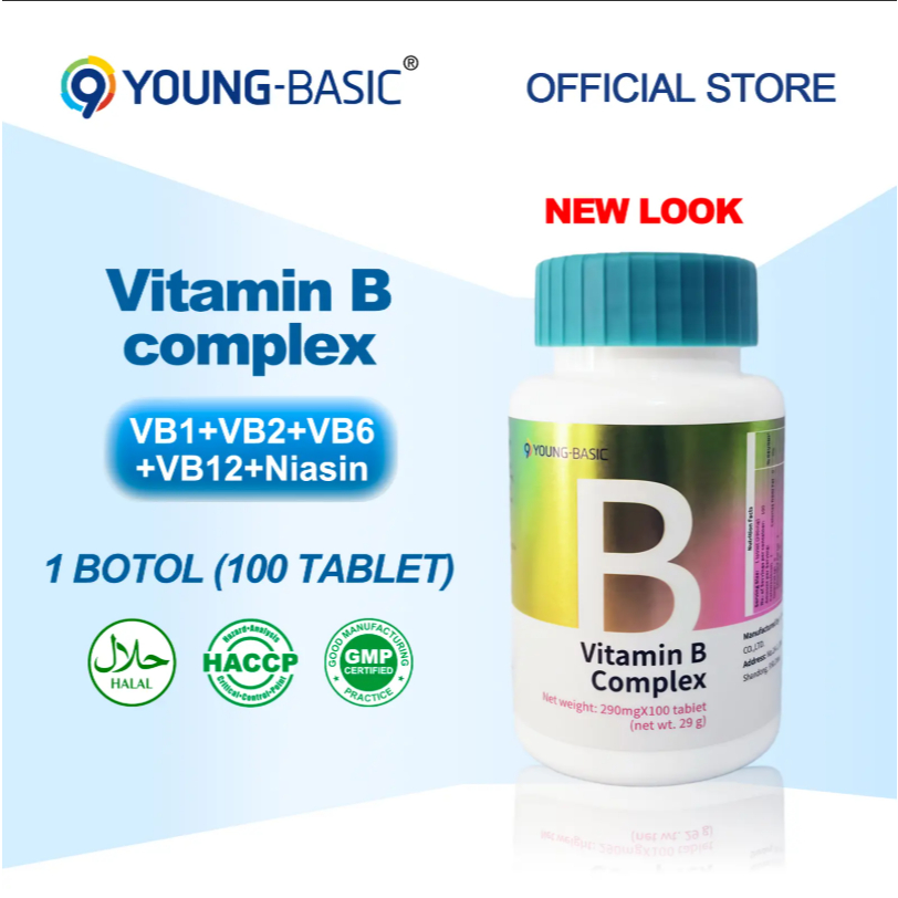 9YOUNG-BASIC High Potency Vitamin B Complex B1 B2 B6 B12 | Energy Booster | Immune Support | Brain & Nerve Health | Anti-Fatigue | No Additives | 100's 维他命 B族