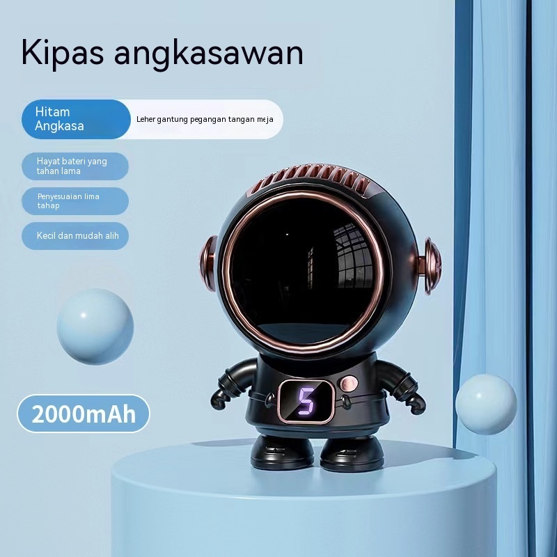 Jualan Terus Kilang! Kipas Mini Tangan & Gantung Leher Reka Bentuk Angkasawan Angkasa, Tanpa Bilah Kipas Kuasa USB Mudah Dibawa Ke Mana-Mana
