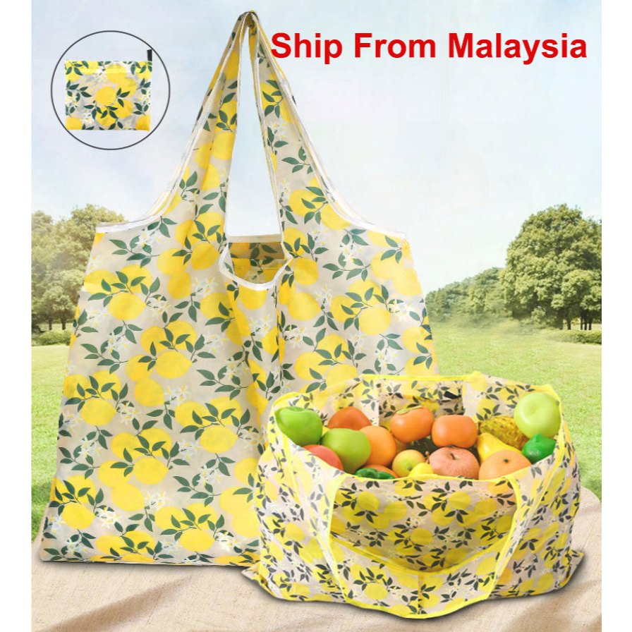 Large Capacity Foldable Shopping Bag - Eco-Friendly Reusable Portable Printed Tote Bag | Lightweight Collapsible Grocery Bag for Daily Shopping Travel Storage | Fashionable Handhel