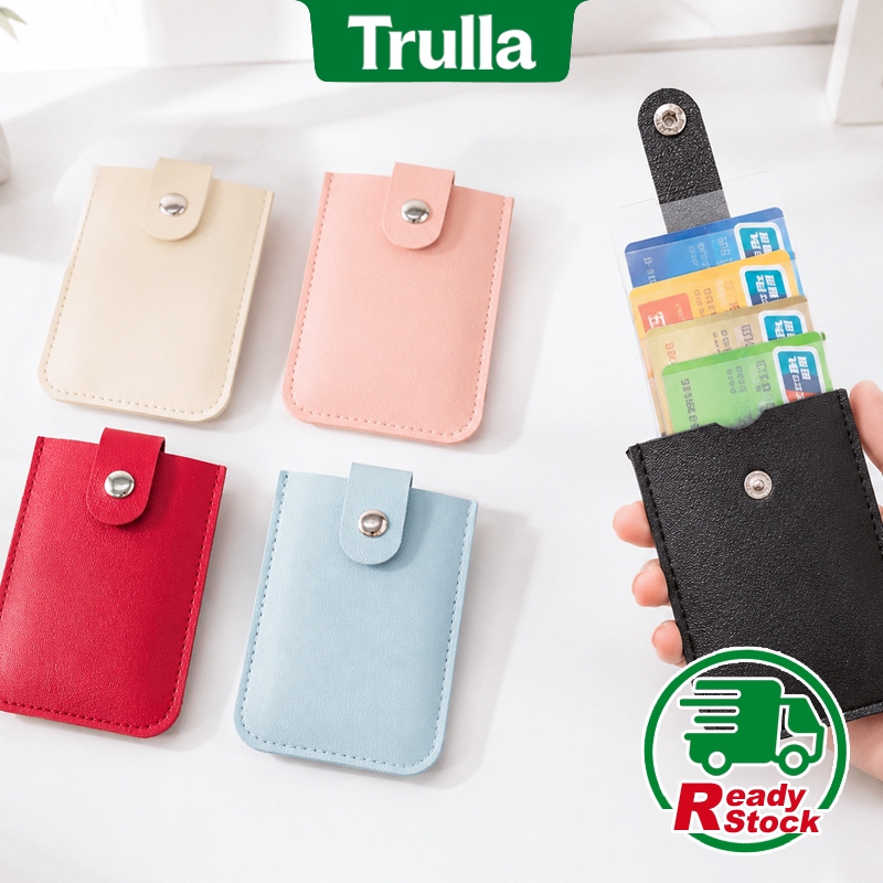 TRULLA Pull Out Design Card Holder, Portable Slim PU Leather Card Wallet, Multifunctional Minimalist Card Purse For Daily Storage 抽拉式卡包