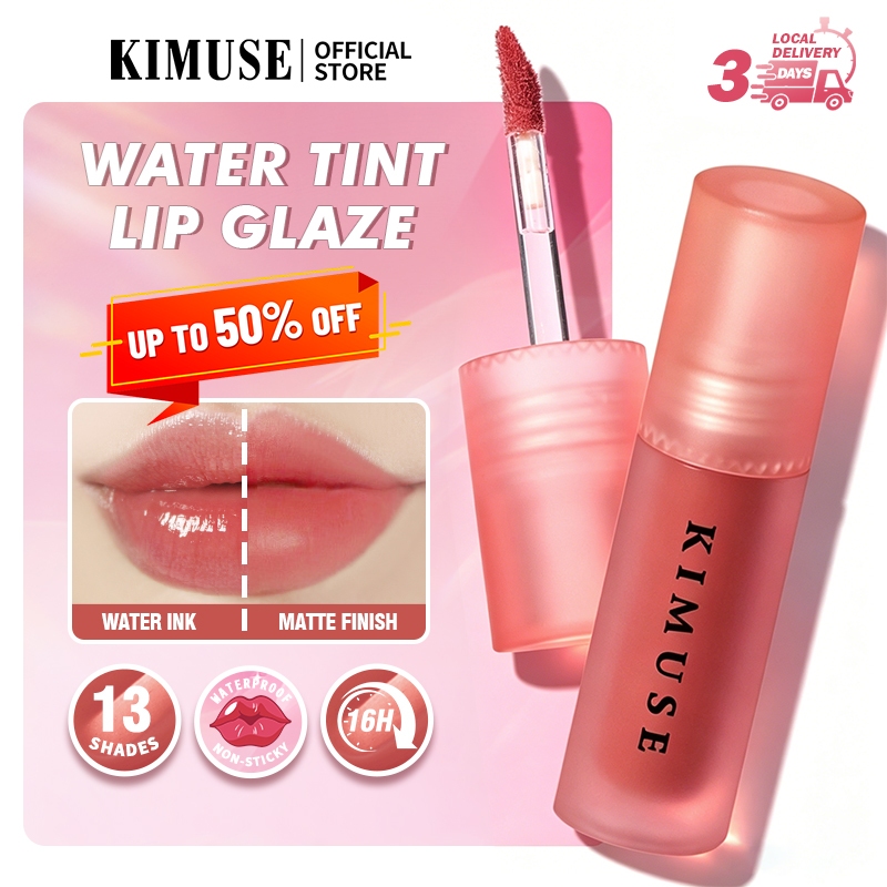 KIMUSE Water Tint Lip Glaze Waterproof Long Lasting Matte Liquid Lip Gloss Lipstick 13 Colors