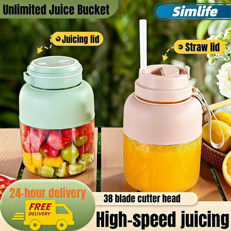 1300ml Portable Juicer 2 in 1 Juicer With Ice Crushing USB Rechargeable Function 18 Blades Blender Mixer Wireless Juice blender Ice Crusher Cup 榨汁机