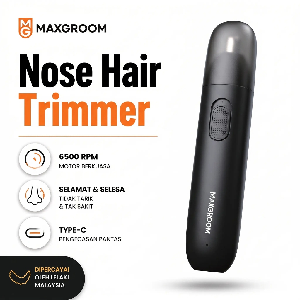 MAXGROOM Rechargeable Nose Hair Trimmer For Men USB Electric Nose Hair Trimmer Waterproof