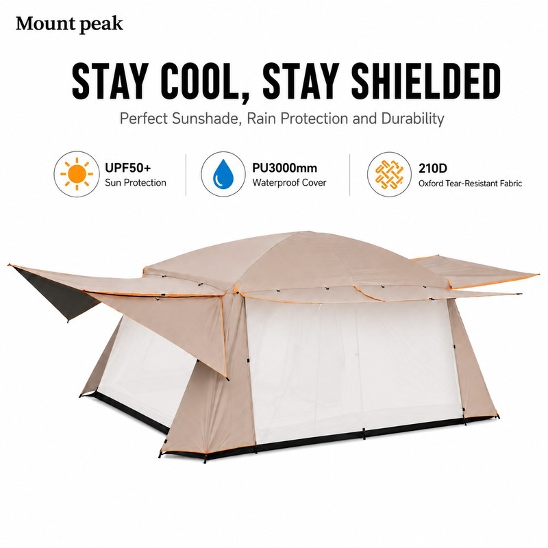 Mount peak Outdoor camping tent [waterproof cloth] khemah unta Camel Tent khemah waterproof tarpaulin waterproof outer tent will not leak