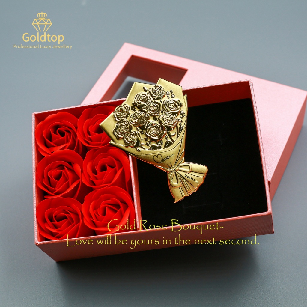 【Goldtop】Gold Rose Bouquet Set Pure Gold 999/24K (0.3g) Gold Bar-The best choice&hellip;