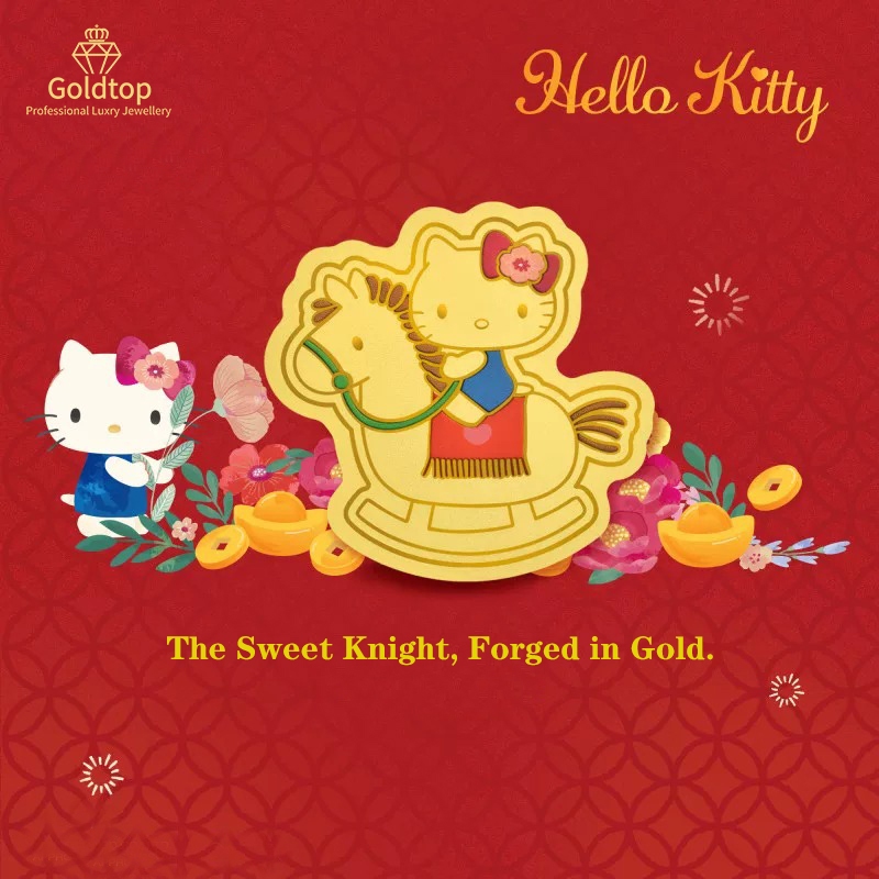 【Goldtop】Rare 999 Pure Gold Sanrio Family Hello Kitty Sweetheart Knight Gold Film-Gold&hellip;