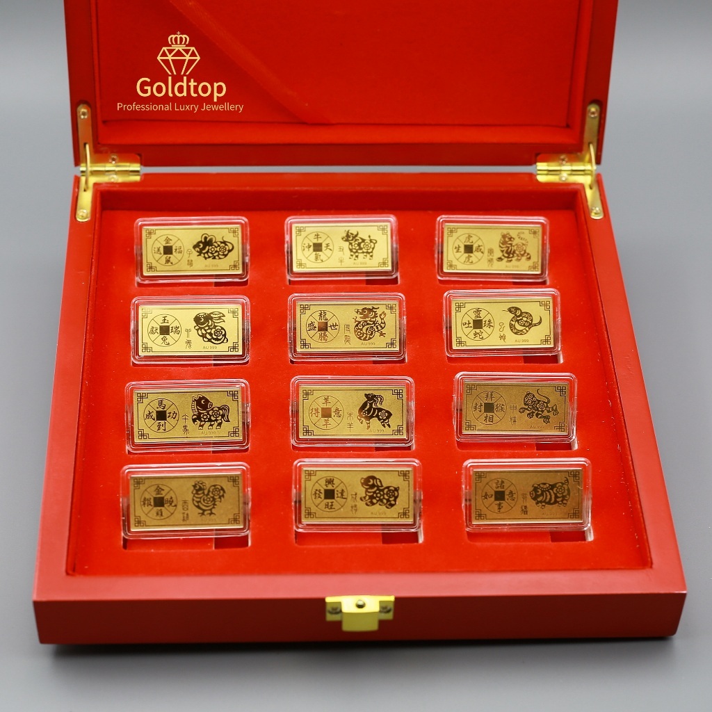 【Goldtop】Exquisite 12 PCS Zodiac Signs Set Gold bar (1.20g) 999 Pure Gold&hellip;