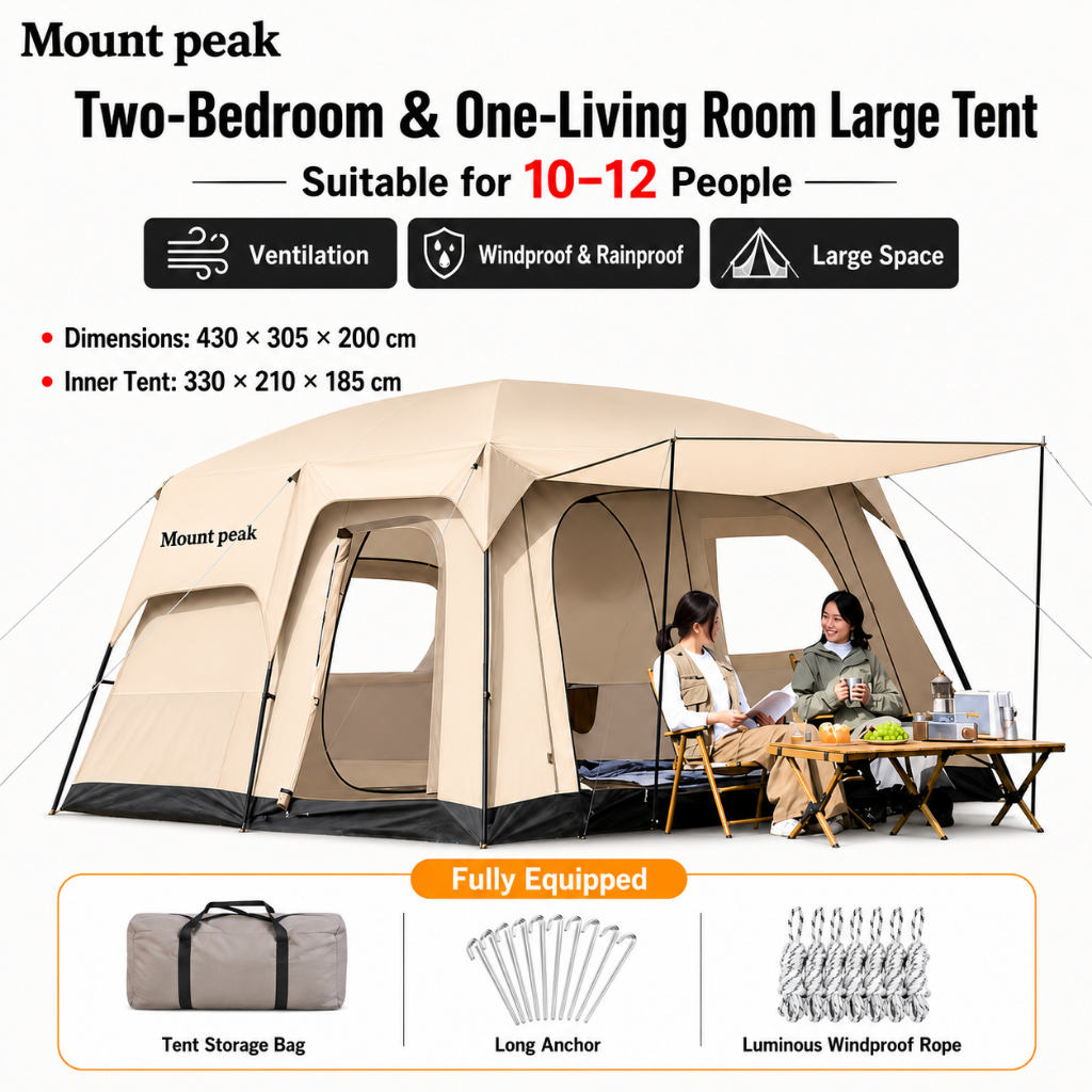 Mount peak  2026 Upgraded & Thickened Edition khemah unta Camel tent besar 10-15 Person Large Camping Tent Family Tent For outdoor