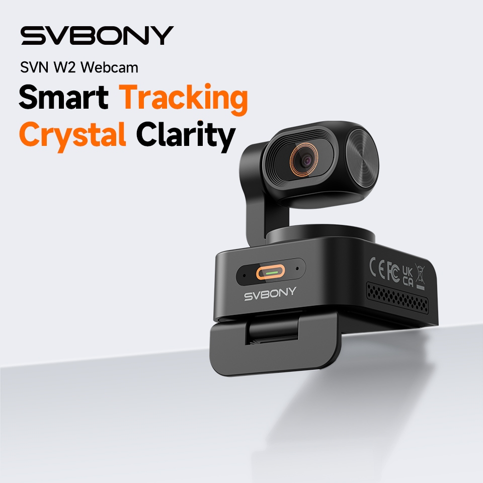 SVBONY SVN W2 4K AI PTZ Webcam Camera with Canceling Gesture Control Dual Mics for Streaming Home Office Online Course Windows/Mac