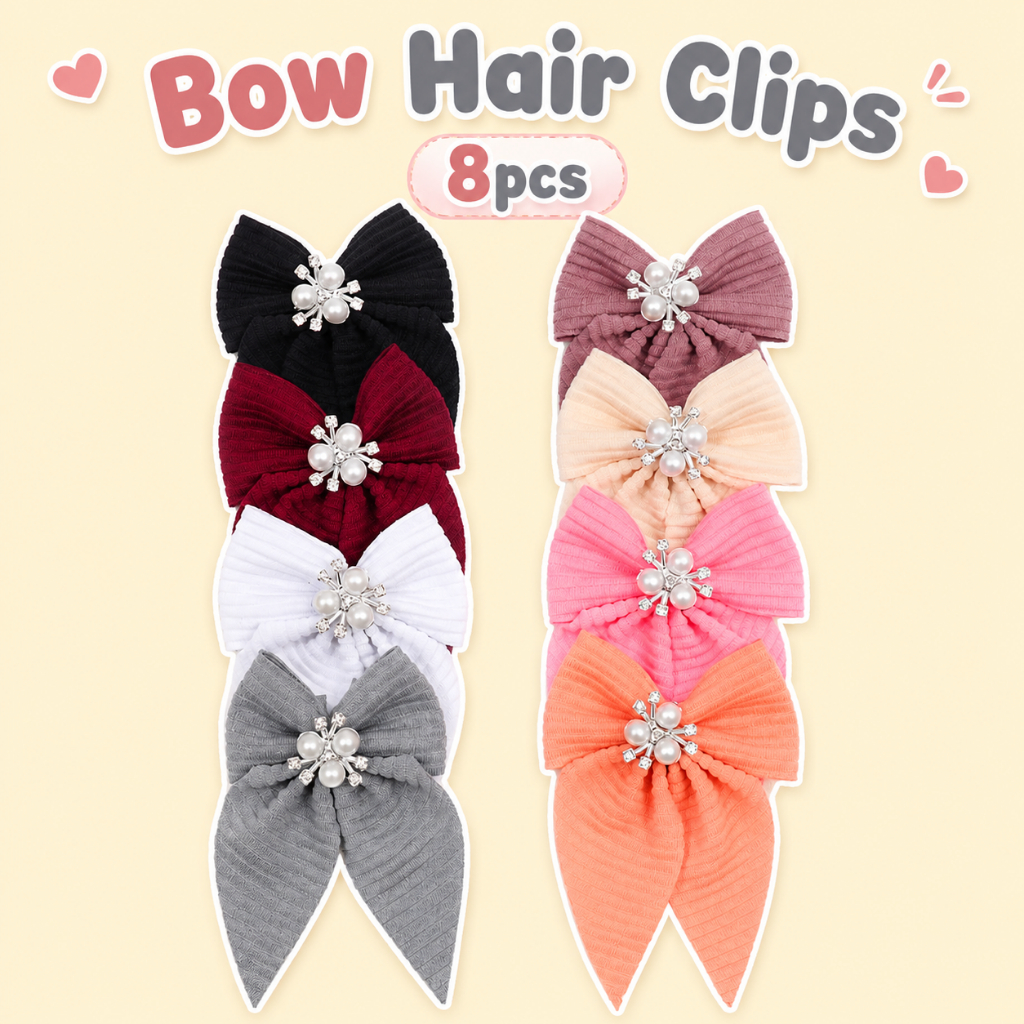 10PCS Iridescent Tulle Bow Hair Clips Featuring Dimensional Pearl Sheen and Flowing Streamers for Ethereal Crown Placement and Little Princess Makeovers