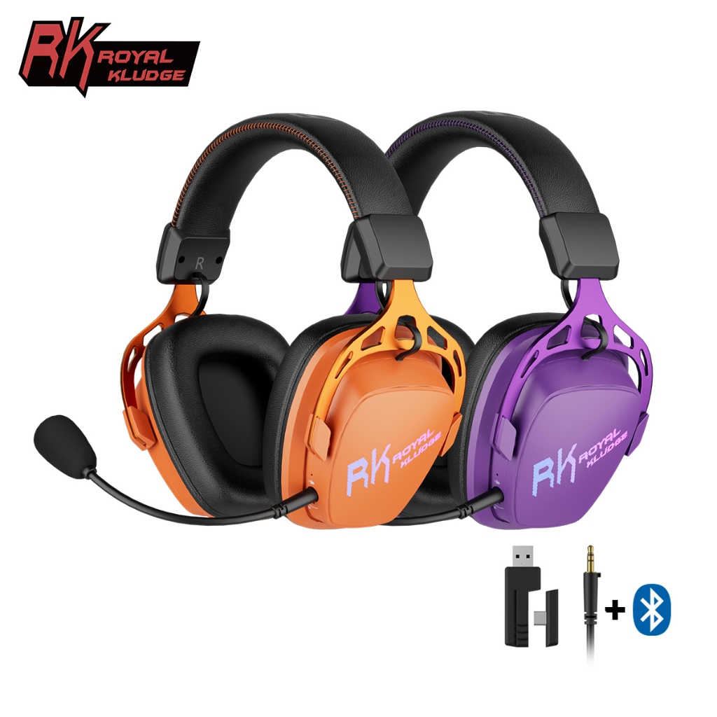 RK Royal Kludge RK HG103PRO Gaming Headphones Wireless 50mm Speaker Driver with RGB Lights Protein Skin Earmuffs with aluminum alloy bracket