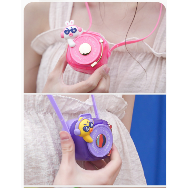 Cute Kids Mini Neck Fan / Kipas Angin Leher Kanak-Kanak | Rechargeable Portable Cartoon Hanging Fan | Kipas Mini USB Boleh Dicas | Hadiah Budak Viral 2026