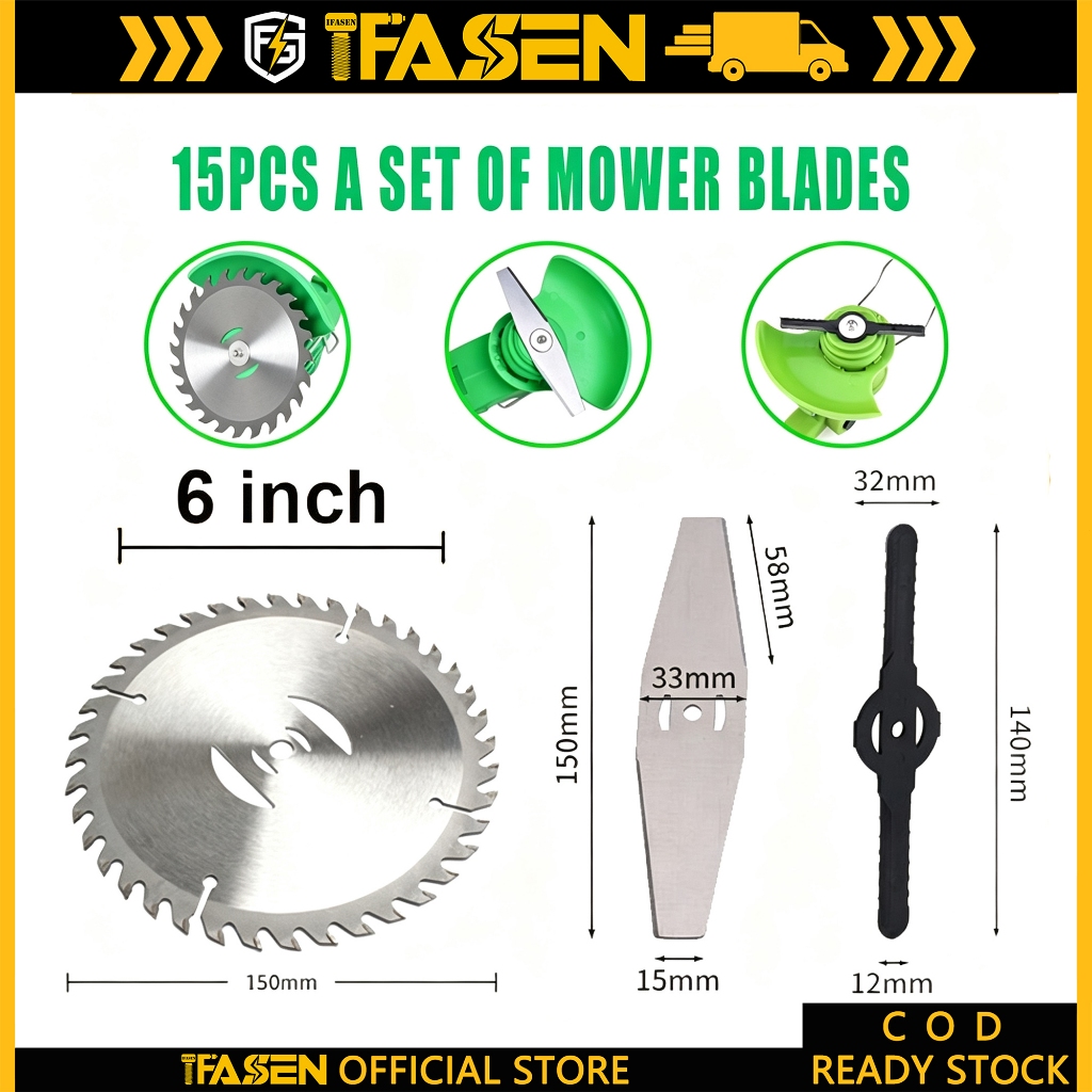 2/4/6/8/10PCS 6Inch 3 Hole Alloy Blade Cordless Lawn Trimmer Blade accessories Alat Ganti Mesin Potong Rumput Roda Bateri Grass Cutter