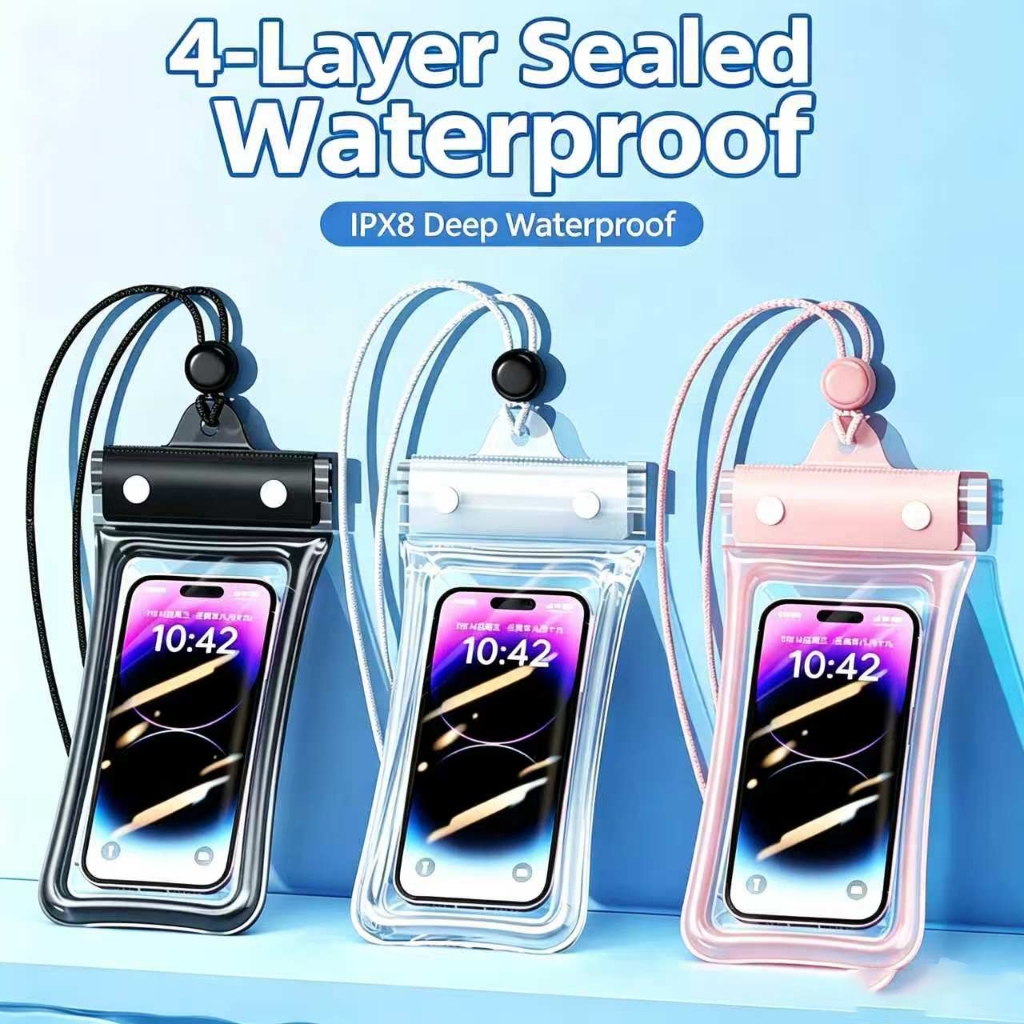 7.2 Inch Transparent Waterproof Phone Pouch Universal Portable Full View Waterproof Phone Case For All Smartphones