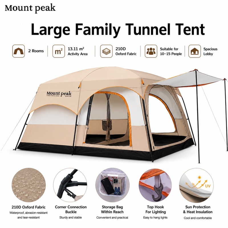 Mount peak Khemah Unta camping tent waterproof family tent large outdoor Khemah camping tent 8-12 people