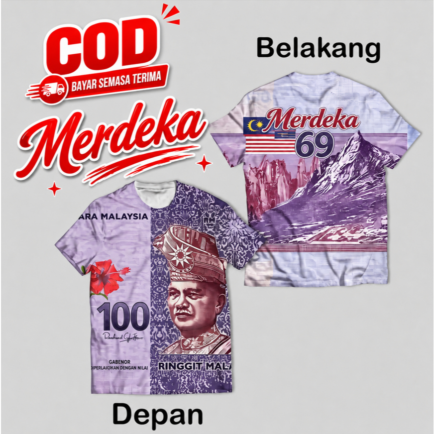 【Free Custom】 Baju Kemerdekaan Hari 69th,POLO Jersi,2026 MATA Fullprint T-shirt with Malaysian Currency Motif, Cool Wallpaper |2026 Merdeka Hari Kemerdekaan National Independence Day【Stock】 AOP T-shirt with Malaysian Money Eye Motif Front and Back