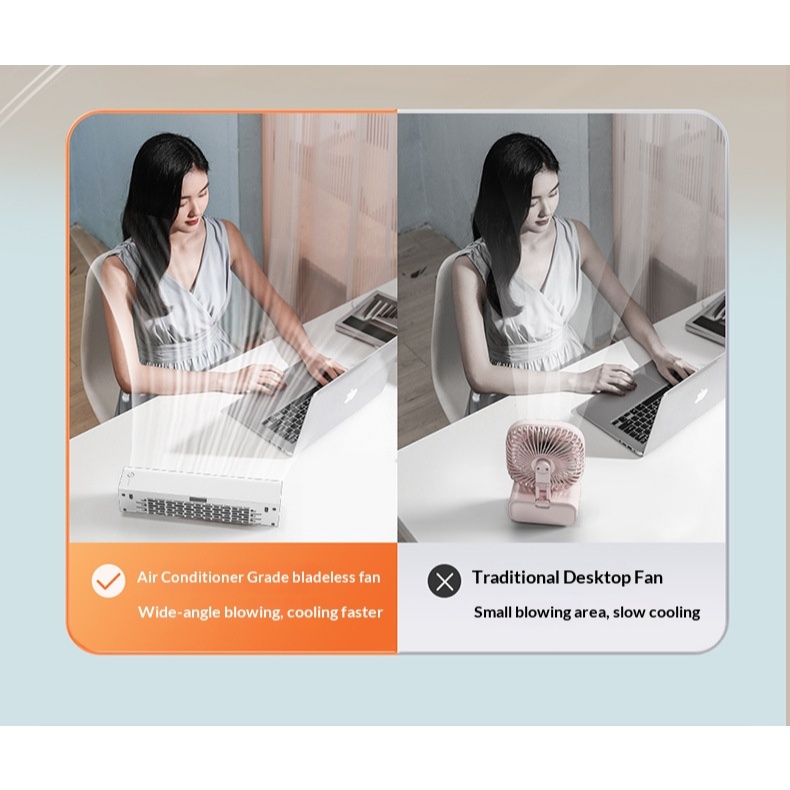 Kipas dinding New Cross-BordCT‑106 USB Tower Fan – Bladeless 3‑Speed Desktop/Wall Quiet Operation, Remote Control (Select), USB Powered – Kipas Meja Tanpa Bilah, Jimat Tenaga, Sesuai untuk Pejabat, Rumah, Dorm – White/Blueer Desktop Tower Fan Fan Off