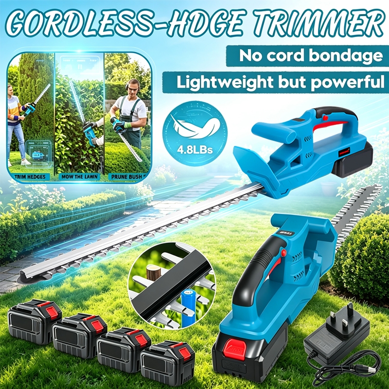 Brushless Hedge Trimmer Handheld Mesin Trim Pokok Rumput Mesin Potong Dahan Taman For Home Backyard Bush Trimming Work