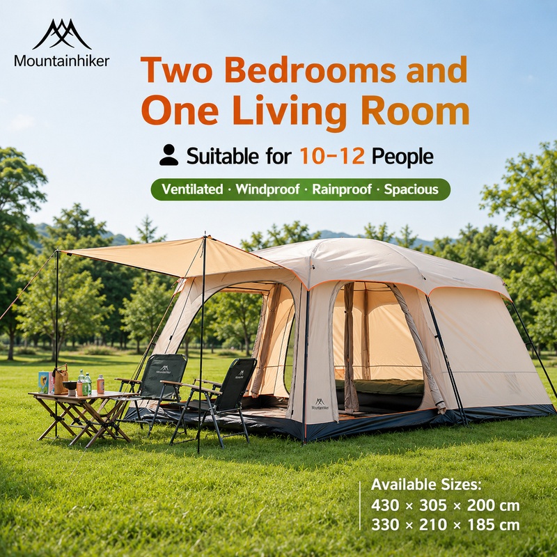 MOUNTAINHIKER  Waterproof Family Tents with logo for Outdoor khemah unta Camel tent besar 8-12 Person Large khemah Camping Tent