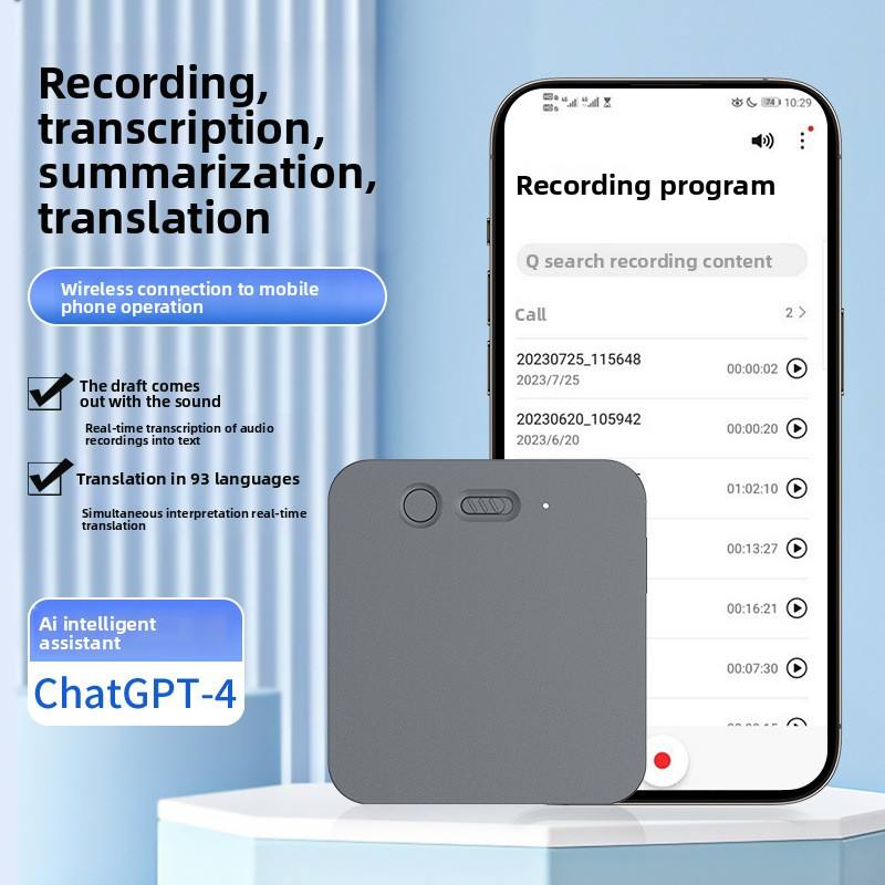 NEW AI Magnetic Voice Recorder 140 Languages Ultra Thin Recording Pen Tool ChatGPT Smart Transcription Magnet Dictaphone for Lectures Meetings