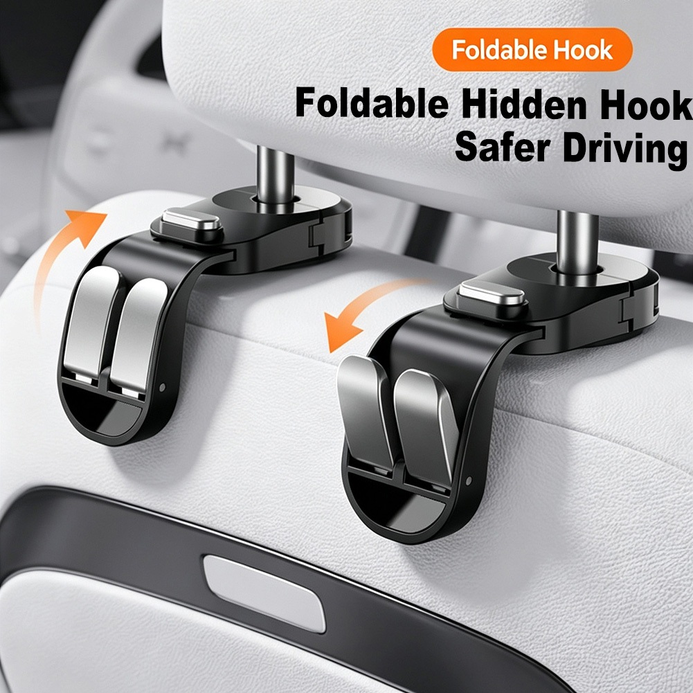 【ready stock】1PC Car Seat Backrest Retractable Hidden Dual Hook Folding Storage Organizer