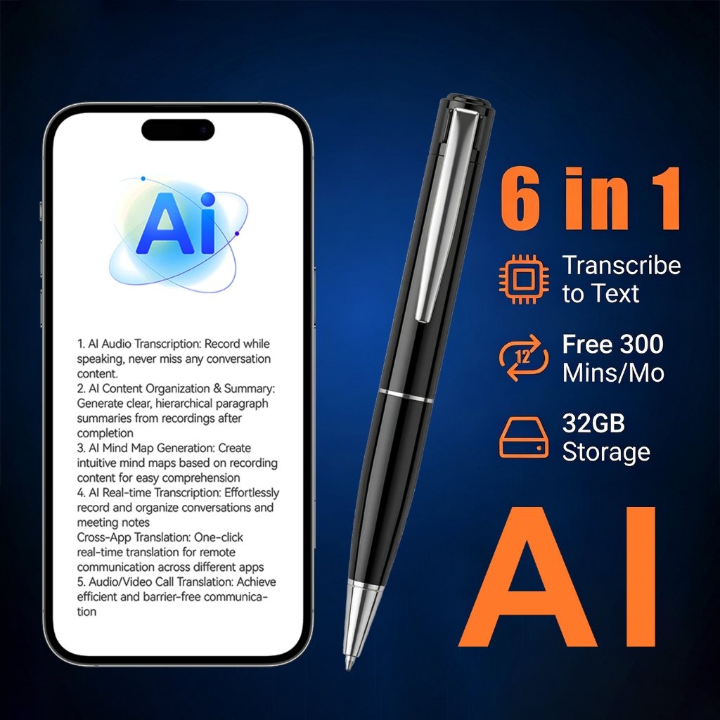 Portable Ai Recording Pen Chatgpt Intelligent Transcription And Translation Micro Recorder APP Controls The Recorder