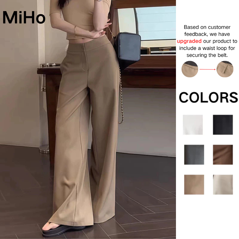 MiHo[Ready Stock In Malaysia]Women Pants Korean Fashion Suit Pants Loose Slimming Wide Leg Pants Seluar Slack Wanita