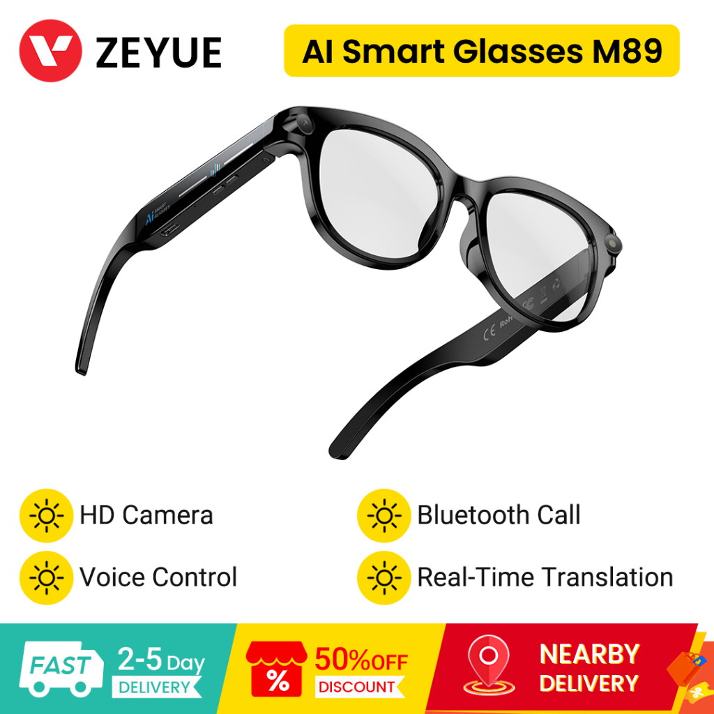 3Life AI Translation M89, Long Battery Life, AI Function Stable Non-Dropping, Portable Easy-to-Use, Instant Answering Questions, Fashionable Lenses, Multiple Colors Available, Translation Glasses, AI Glasses, Smart Glasses