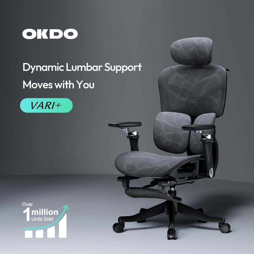 OKDO VARI Ergonomic Chair Office Chair Gaming Chair Kerusi pejabat With 6D Armrests & Lumbar Support