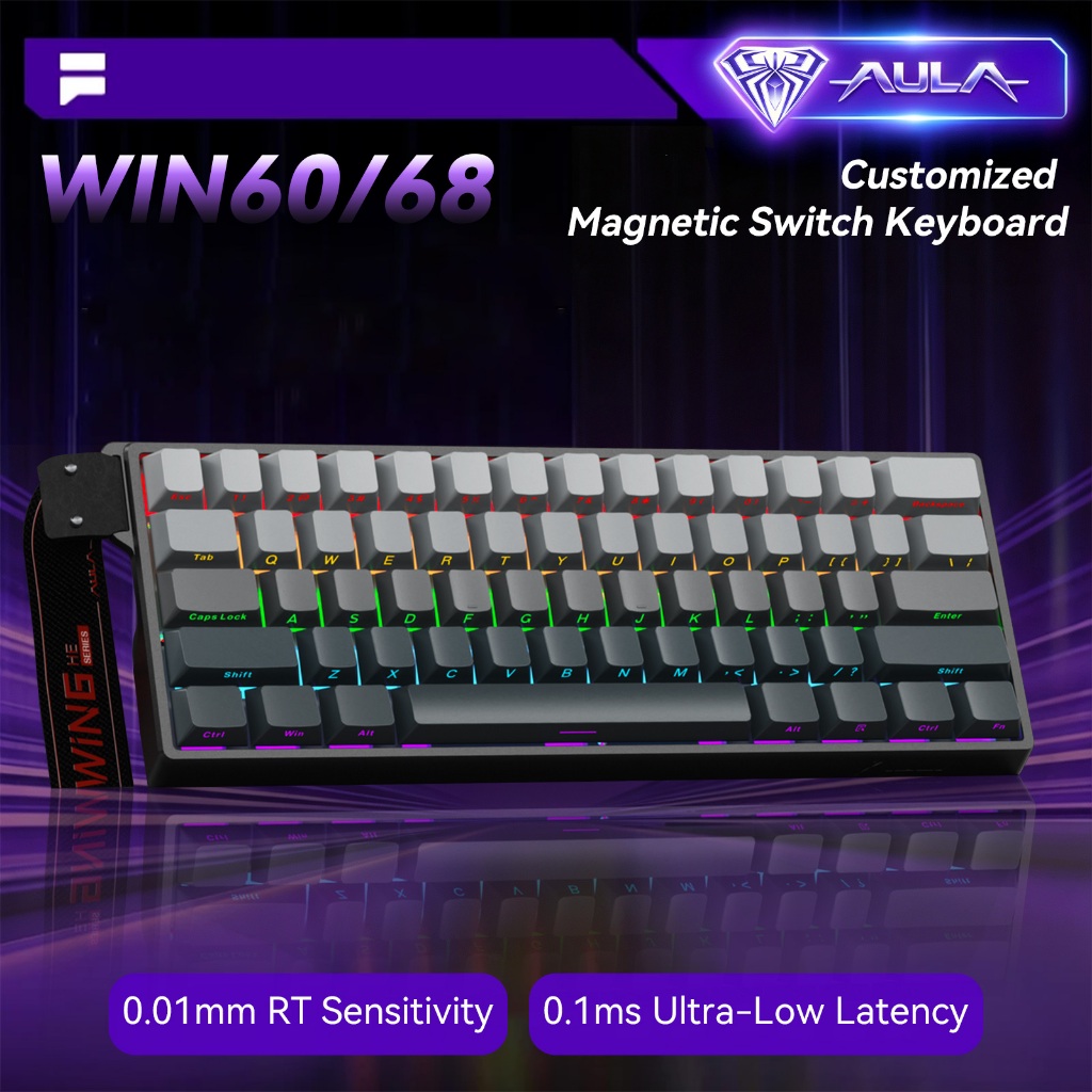 AULA WIN60/68HE Wired RGB Hot-swap 8kHz low latency Gaming RT Keyboard Magnetic Customization Mechanical Keyboard for Ga
