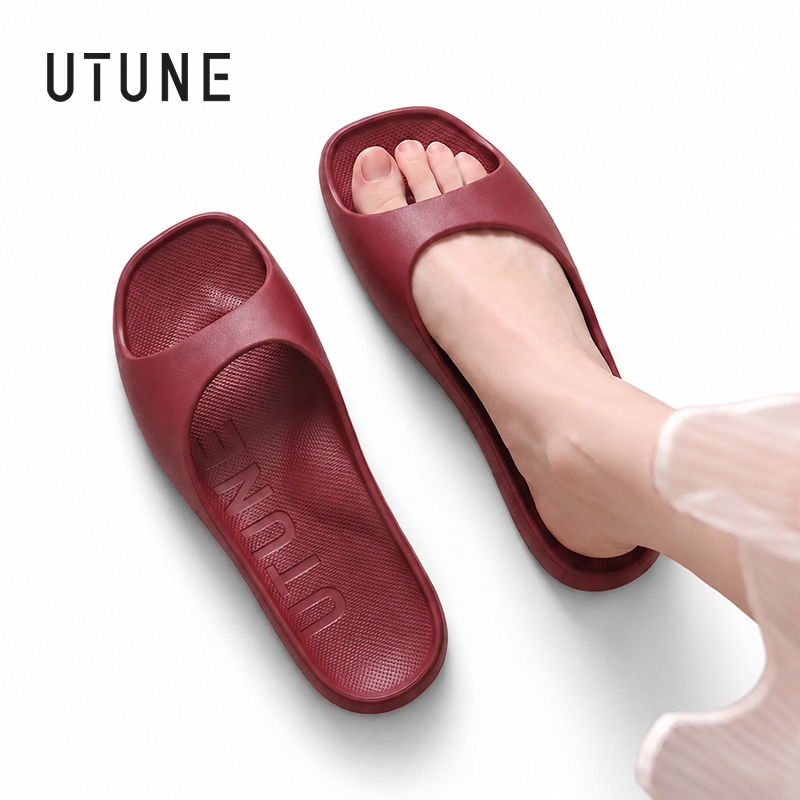 UTUNE Women Square Toe Slim Fit EVA Slide Sandals Arch Support Pressure Relief Soft Comfortable Non Slip Fashionable Outdoor Slippers