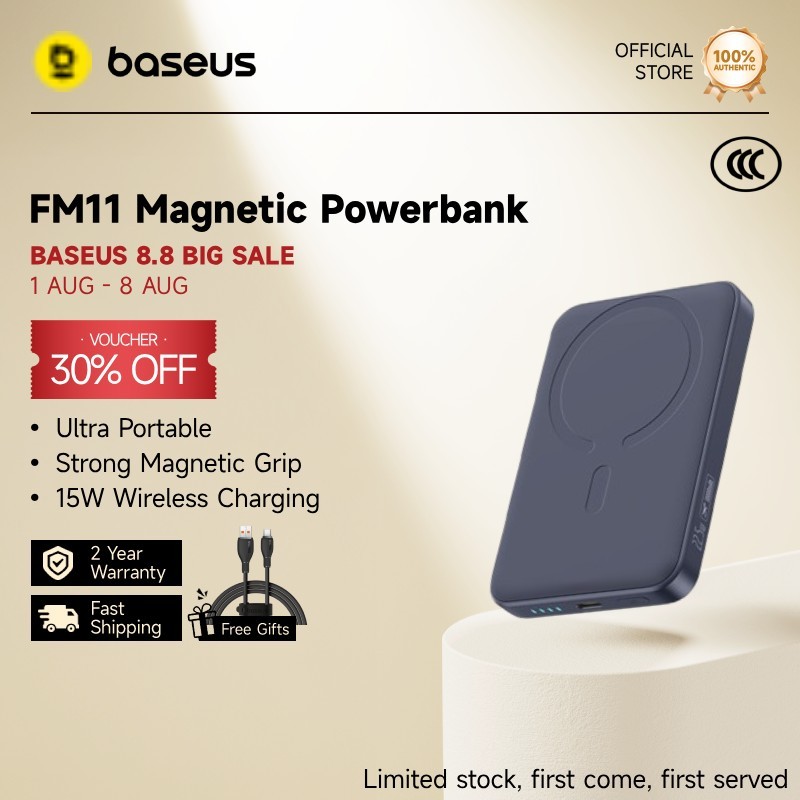 【CCC Certified】Baseus EnerFill FM11 Ultra-Mini Magnetic Power Bank 10000mAh 15W Wireless Charging 22.5W Wired Charge For Phones Compact