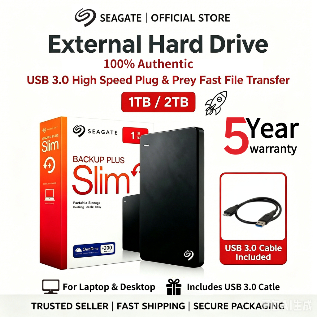 Seagate Original 1TB 2TB External hard drive One Touch with Password USB3.0 ; Free Rescue Data Recovery