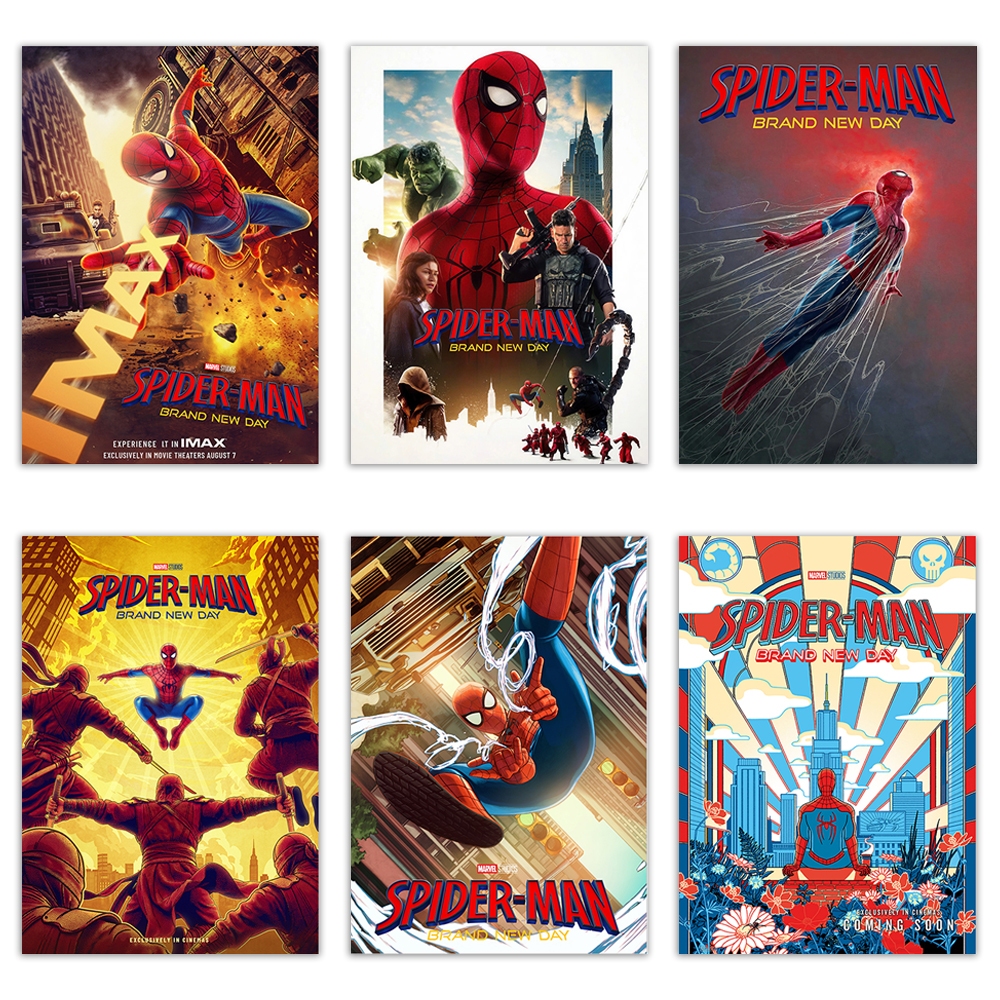Spider-Man Brand New Day Movie Poster Retro Vintage Aesthetic Wall Sticker Poster Custom Poster Self Adhesive Waterproof Room Home Bar Decor Gift