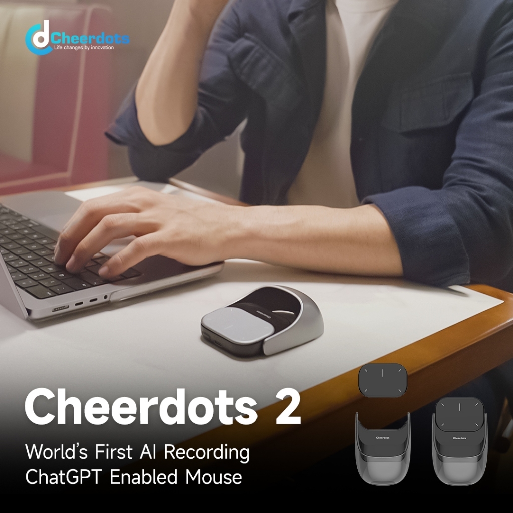 CheerTok Cheerdots 2 Wireless Touchpad All-in-one Pocket AirMouse AI Recording ChatGPT Enabled Mouse Presenter Smart Phone Remote