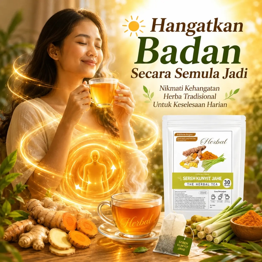 Lemongrass Turmeric Ginger Tea, 30 Tea Bags 100% Natural Herbal Drink Caffeine-Free Supports Digestion Relieves Bloating Makes You Feel Lighter Ideal for Daily Consumption Suitable