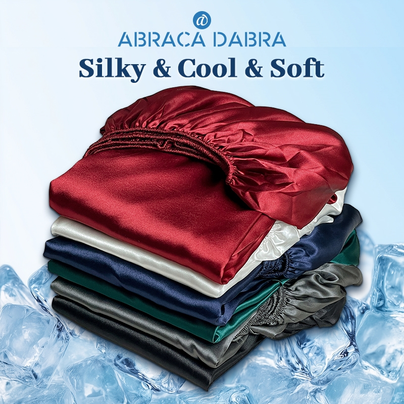 Abraca Dabra Satin Soft Silk Solid Bedding Fitted Sheet - Single/Queen/King