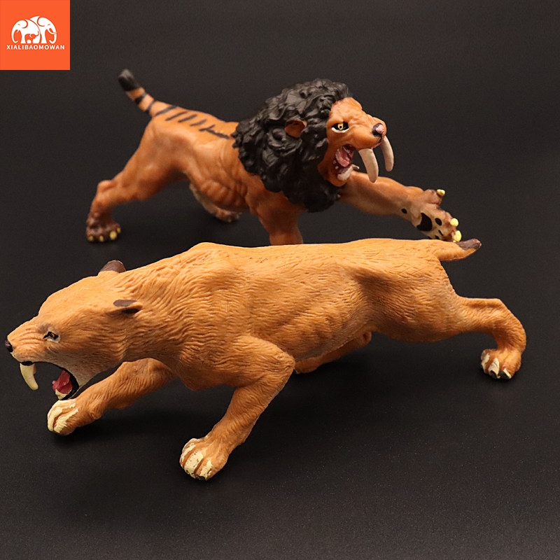 Saber-Toothed Tiger Model Action Figure - Prehistoric Wild Animals Simulation PVC Collection Toy for Kids Gift