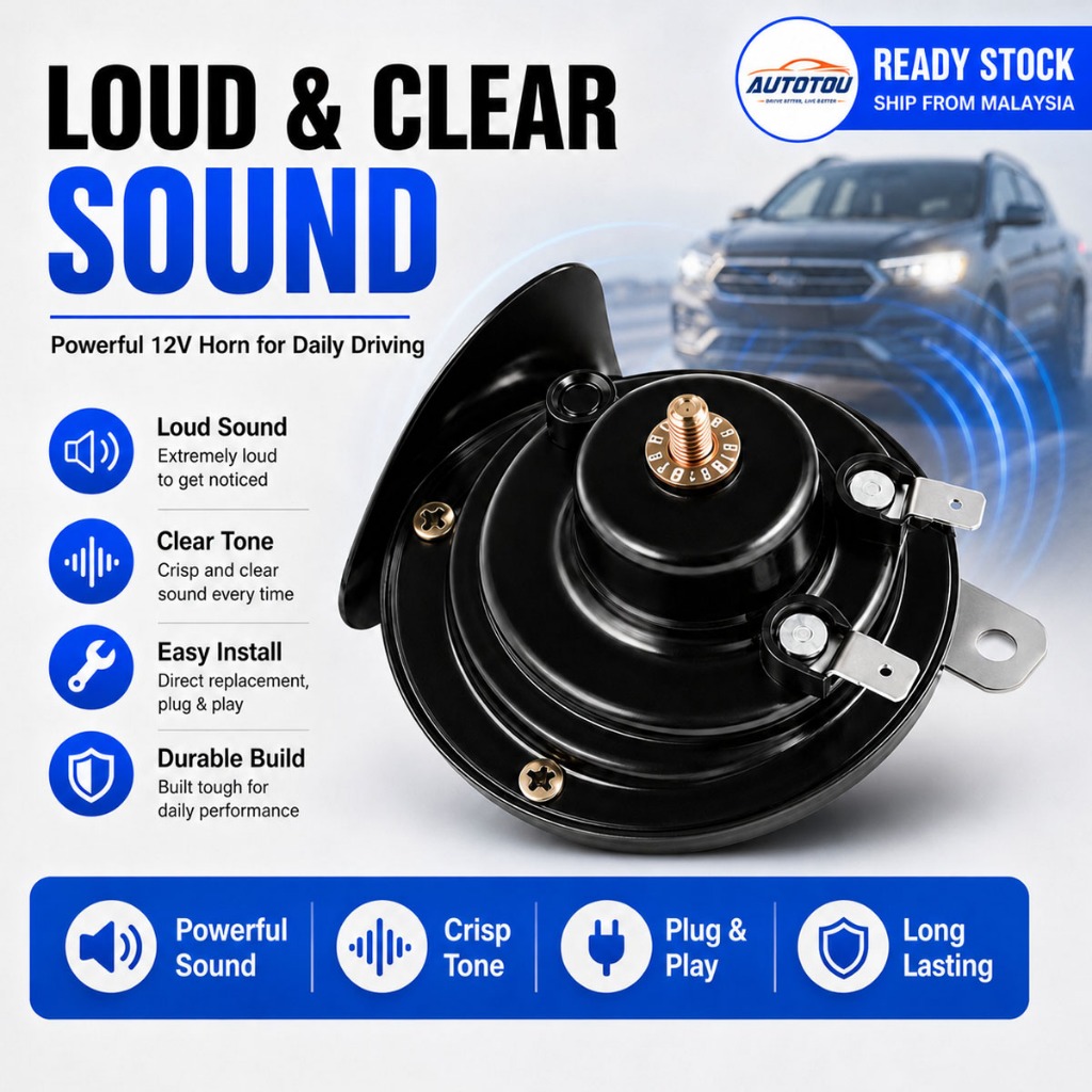 12V Car Horn Hon Kereta Universal Dual Tone Electric Horn Loud Sound Relay Kit Motorcycle