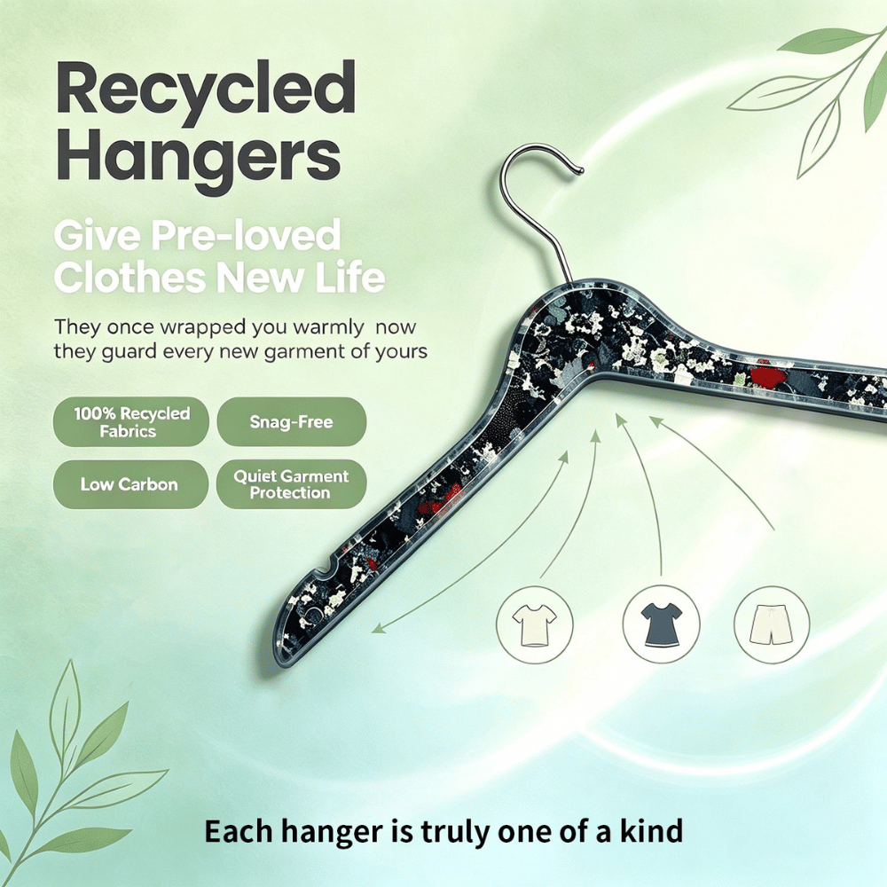 Eco-Friendly Recycled Fabric Hanger | Unique Upcycled Clothing Hanger, Non-Slip, Lightweight, Sustainable Clothes Hanger for Home