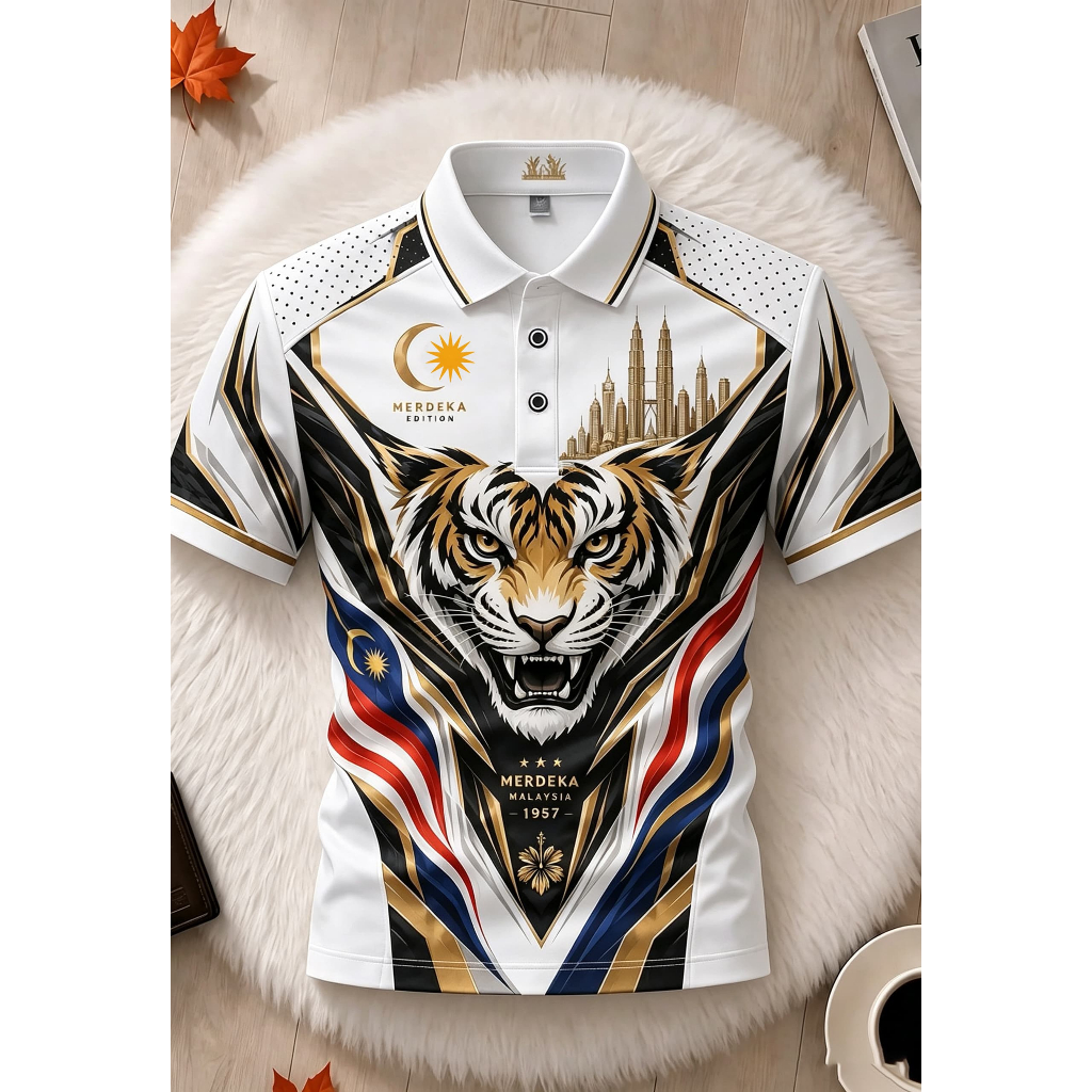 【Free Customized Name And Number】Merdeka 2026 Malaysia Tiger Full Sublimation Collared Polo Shirt Independence Day Twin Tower Jersey