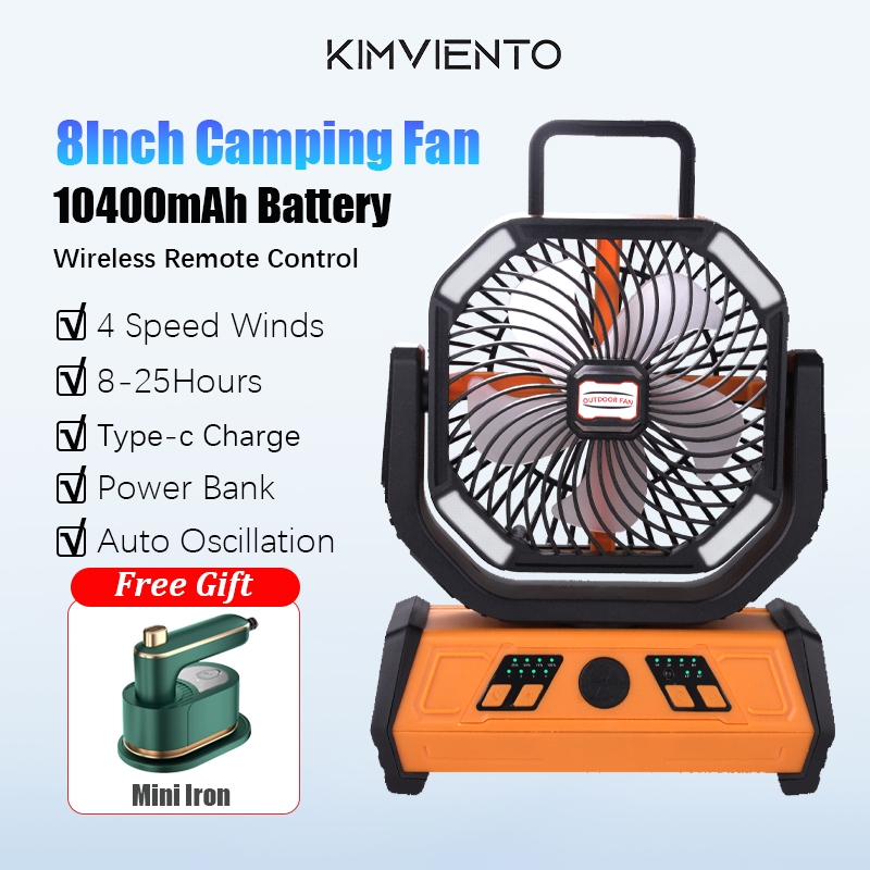 10400mAh Camping Fan Remote Control Wireless Portable Fan Outdoor Kipas Meja Bateri Tahan Lama