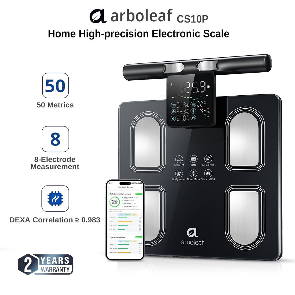 Arboleaf Smart body Fat Scale 8 Electrode Bluetooth Body Fat Weight Monitor 50 Body Composition Monitor Scale CS10P