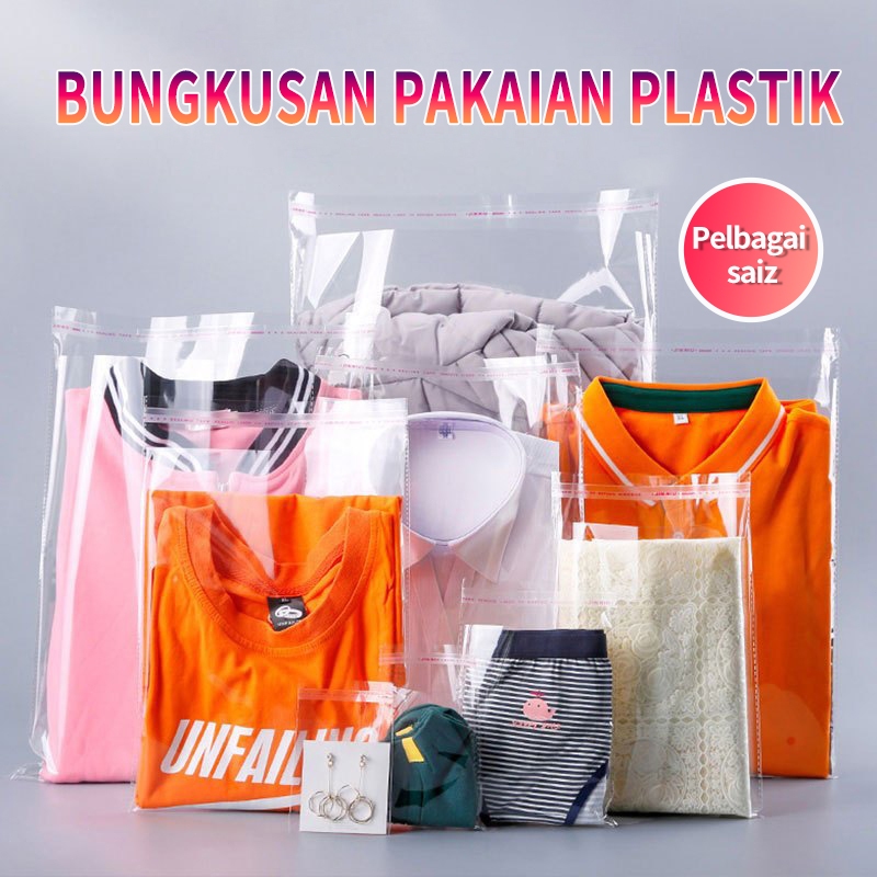 Beg OPP Lutsinar Pelekat Sendiri, Beg Pembungkusan Pakaian & Aksesori Untuk Baju, Tudung, Skarf, Stokin, Barang Kemas, Kosmetik, Produk Kecil, Perniagaan Online, Kedai Pakaian & Kegunaan Harian