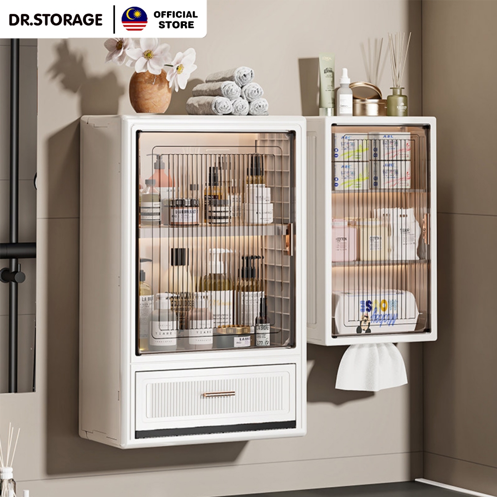 DR.STORAGE Wall-Mounted Cosmetic Storage Cabinet Bathroom Storage Box Simple Wall Mounted Skincare Products Storage Box