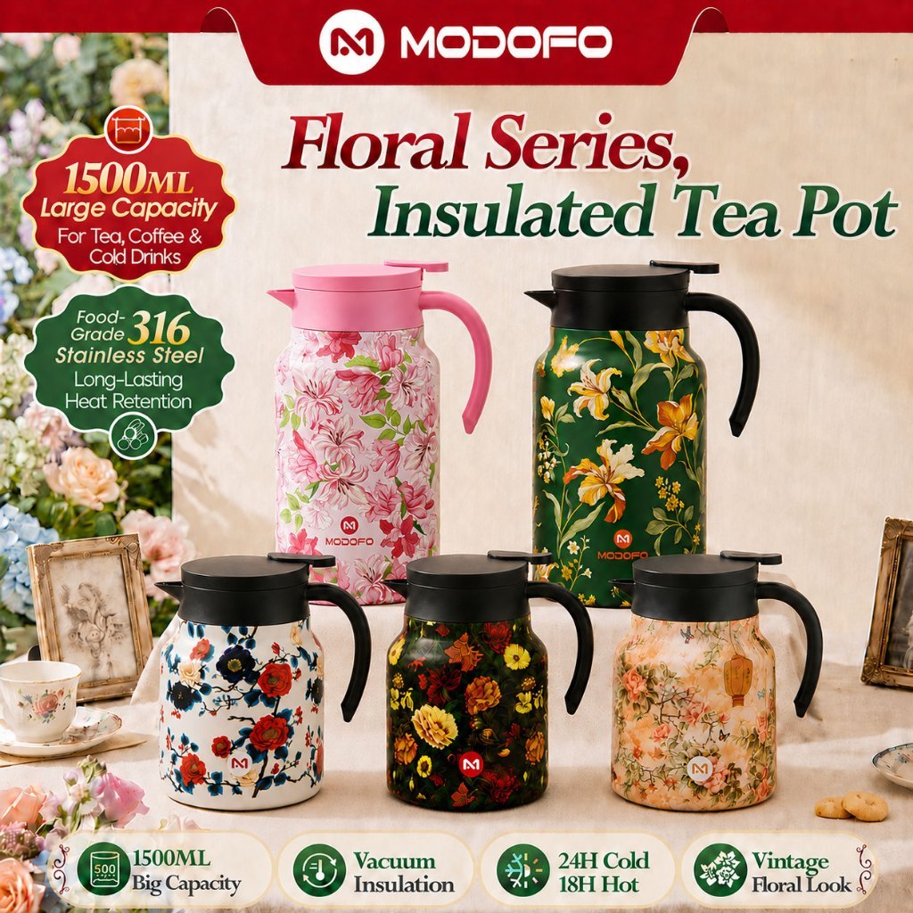 MODOFO 316 Thermos Stainless Steel Teapot Coffee Pot hadiah hari guru Thermal Insulation Stewed Teapot Jug Air Panas dan Sejuk Portable Household Stuffy Teapot茶壶水壶茶壺