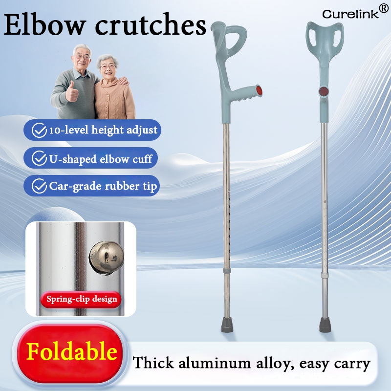 Elbow Crutches Underarm Crutches Tongkat Siku Pelarasan Aluminium Height Adjustable Lightweight Anti-Slip Medical Walking Aid For Adult Elderly