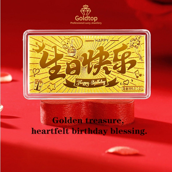 【Goldtop】Timeless Birthday Cake Gold Banknote set of (0.5g) 999/24K pure gold bars-gold&hellip;