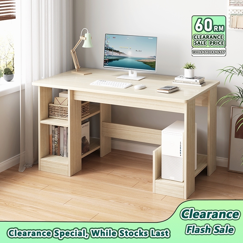 Computer table desk Study desk with bookshelf desk with host tray Meja komputer Meja belajar 电脑桌 办公桌
