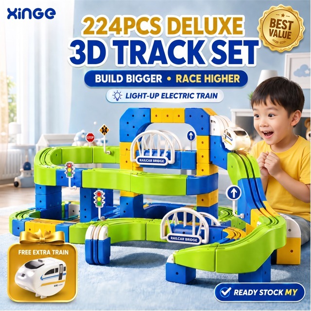 XinGeElectric Magnetic Track Train Set 88–222PCS, Anti-Gravity Wall-Climbing Railway Building Blocks STEM Educational Toy for Kids